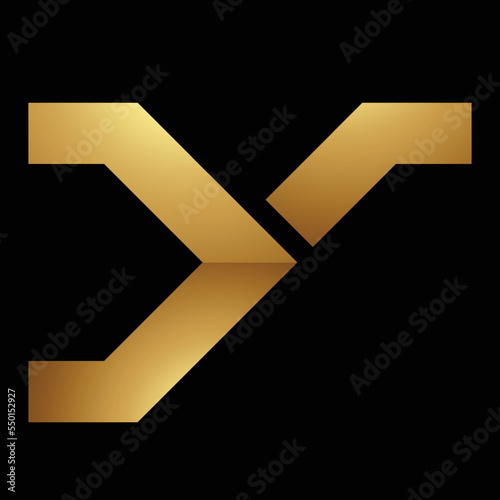 Golden Letter Y Symbol on a Black Background - Icon 6