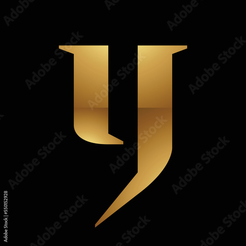 Golden Letter Y Symbol on a Black Background - Icon 7