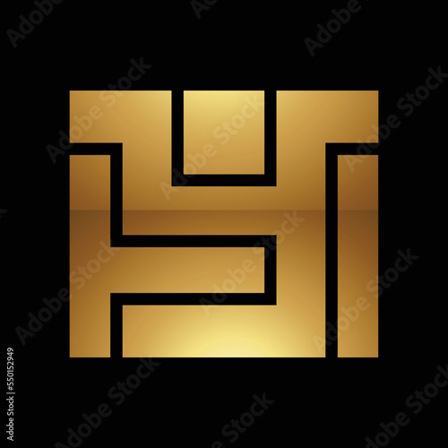 Golden Letter Y Symbol on a Black Background - Icon 9