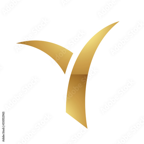 Golden Letter Y Symbol on a White Background - Icon 1