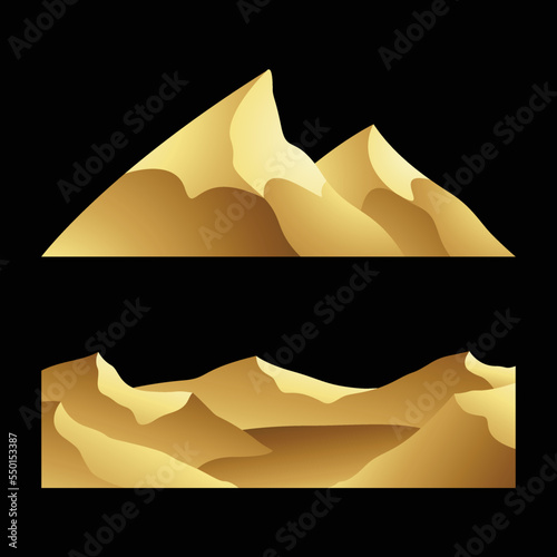 Golden Mountains on a Black Background