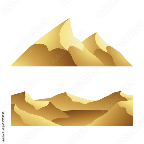 Golden Mountains on a White Background