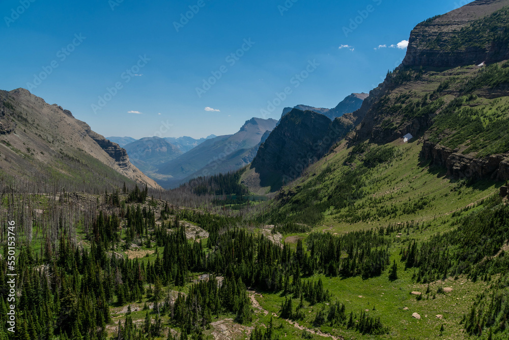 Landscape Mountain Views of Waterton National Park in Summer 