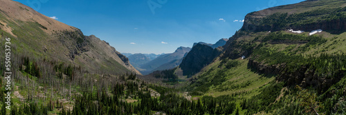 Landscape Mountain Views of Waterton National Park in Summer 