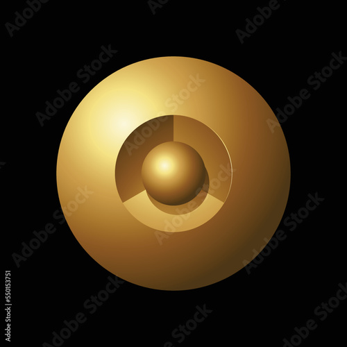 Golden Shiny Spheres on a Black Background