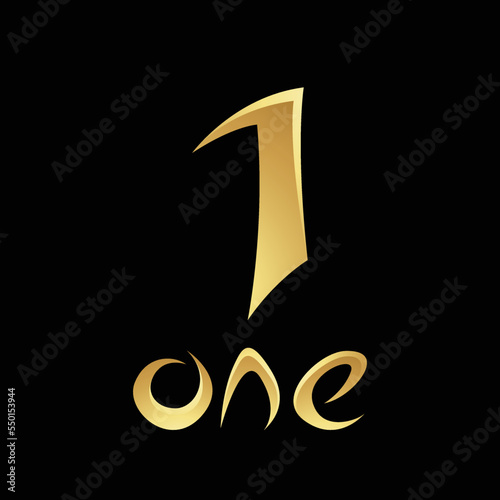 Golden Symbol for Number 1 on a Black Background - Icon 1