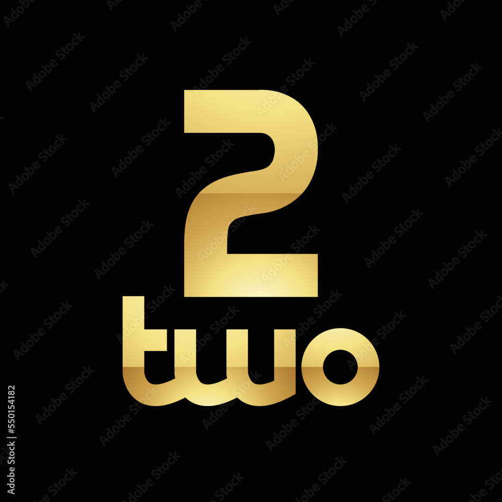 Golden Symbol for Number 2 on a Black Background - Icon 3 Golden Symbol for Number 2 on a Black Background - Icon 3