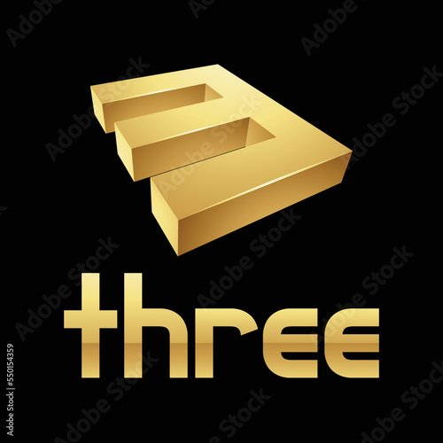 Golden Symbol for Number 3 on a Black Background - Icon 4