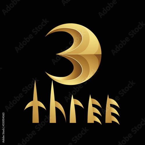 Golden Symbol for Number 3 on a Black Background - Icon 5