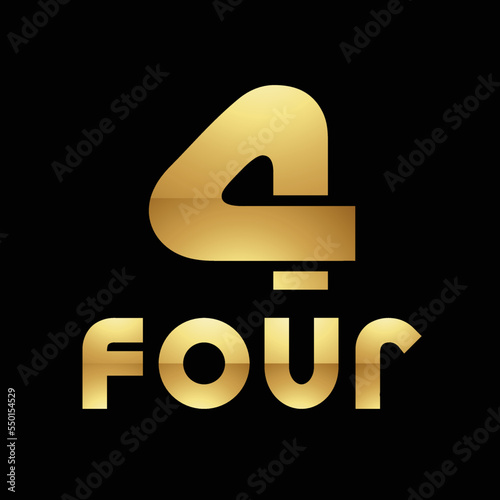 Golden Symbol for Number 4 on a Black Background - Icon 1