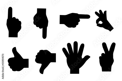Black gestures silhouette. Line art black icon. Vector illustration. Stock image.