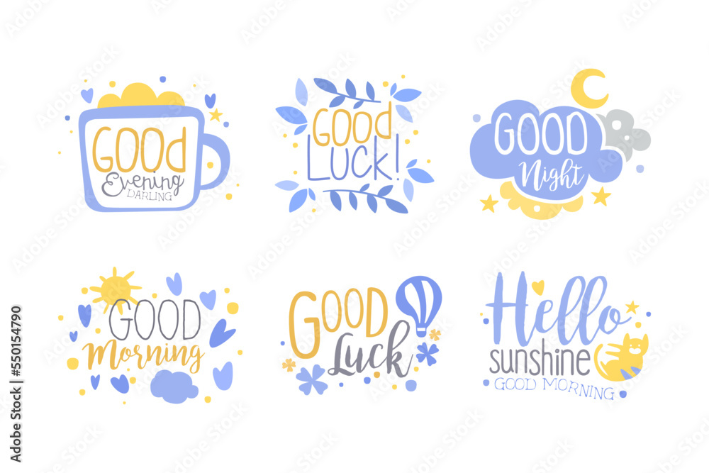 Motivational and Greeting Quote and Inscription as Inspiration Typography Vector Set