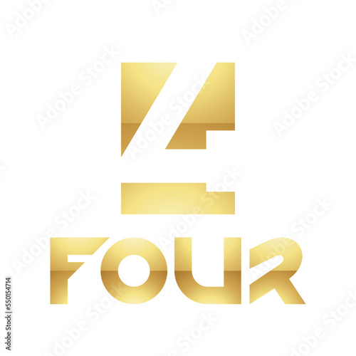 Golden Symbol for Number 4 on a White Background - Icon 9