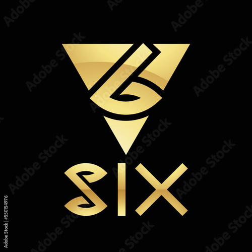 Golden Symbol for Number 6 on a Black Background - Icon 3