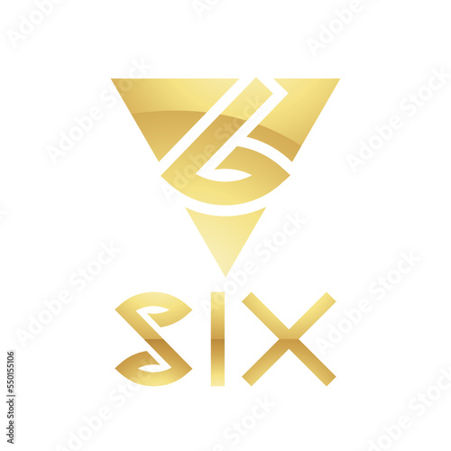 Golden Symbol for Number 6 on a White Background - Icon 3