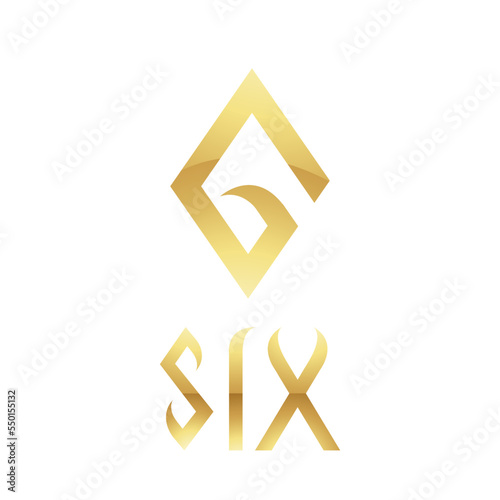 Golden Symbol for Number 6 on a White Background - Icon 6