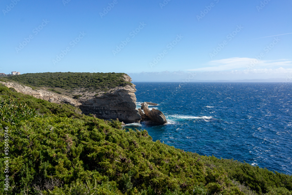 Bonifacio coast line, falaises de Bonifacio, Corsica, Corse, France