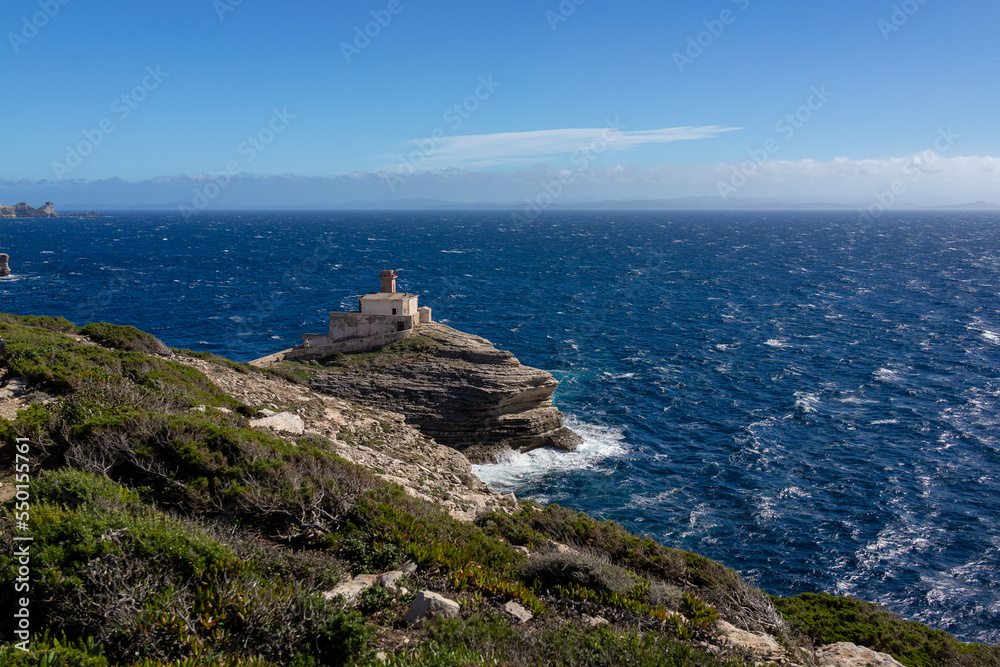 Phare de la Madonetta, lighthouse on the coast, la Madonetta, Corsica, Corse, France