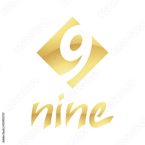 Golden Symbol for Number 9 on a White Background - Icon 6