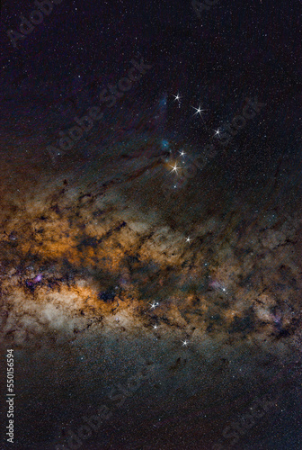 Scorpio constellation , and  Rho Ophiuchi, in Milkyway
