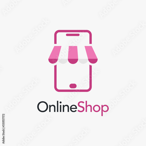 Smartphone and store element for online shopping logo design
