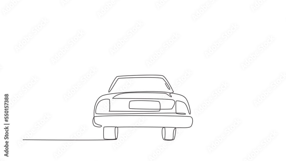 Self drawing animation of single line draw loving couple sitting on the vintage car. Happy couple getting ready for wedding. Engagement and love relations. Continuous line draw. Full length animated Self drawing animation of single line draw loving couple sitting on the vintage car. Happy couple getting ready for wedding. Engagement and love relations. Continuous line draw. Full length animated
