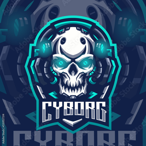 Esports logo skull cyborg for your elite team