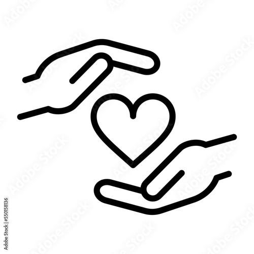 Icono de amor. Manos sosteniendo un corazón. Donación, romance, solidaridad, equidad. Ilustración vectorial