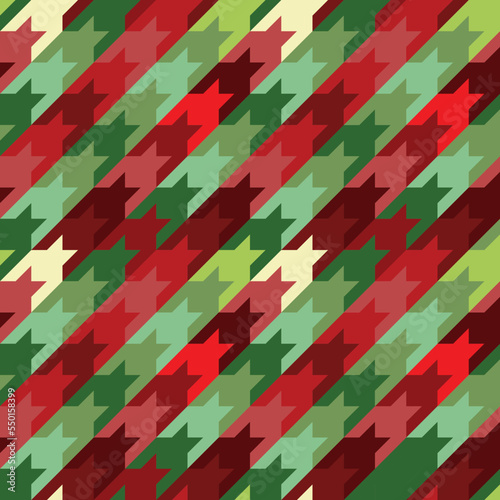 Christmas seamless houndstooth vector pattern.