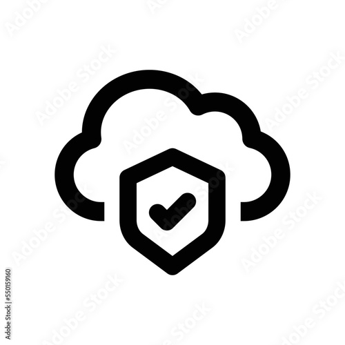 Cloud Protection icon - vector illustration . Cloud, Protection, Data, Security, Storage, Secure, Protect, line, outline, icons .