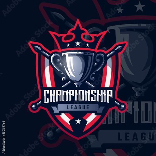 Esports logo Champion trophy mascot for your elite team
