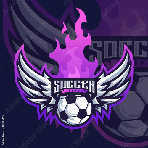 Fototapeta Naklejka Na Ścianę i Meble -  Fire soccer Logo, football logo sport for your professional team