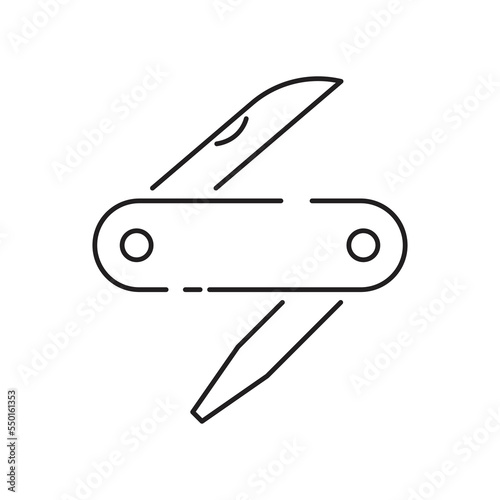 Multi knife line icon design. knife army, multipurpose tool,swiss folding knife vector line icon, Multi knife vector illustration. isolated on white background