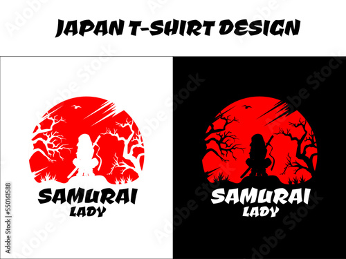 silhouette japan female samurai vector for design t shirt concept, urban samurai, silhouette samurai, Japanese t-shirt design, Japanese theme design, Samurai Vector Illustration