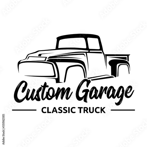 Custom garage classic truck logo vector 3.