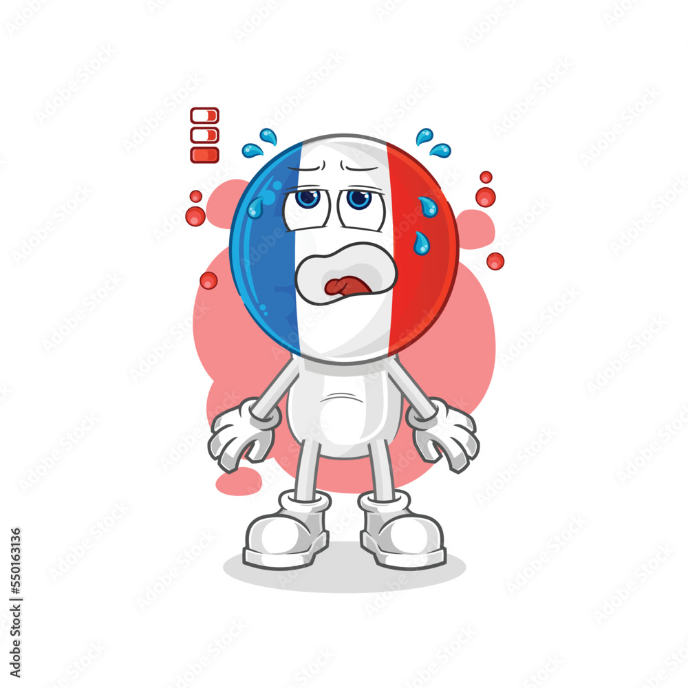 france low battery mascot. cartoon vector france low battery mascot. cartoon vector
