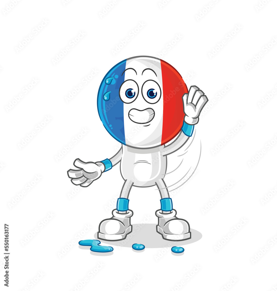 france stretching character. cartoon mascot vector