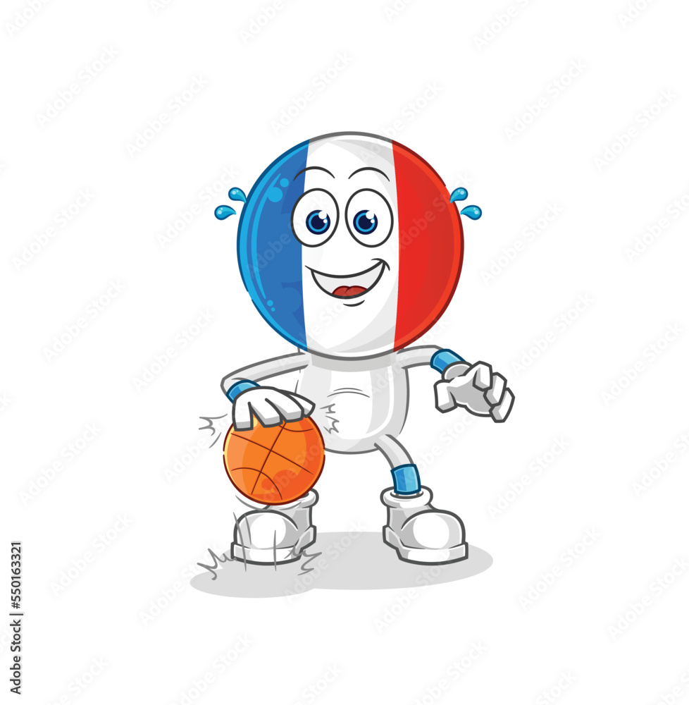 france dribble basketball character. cartoon mascot vector