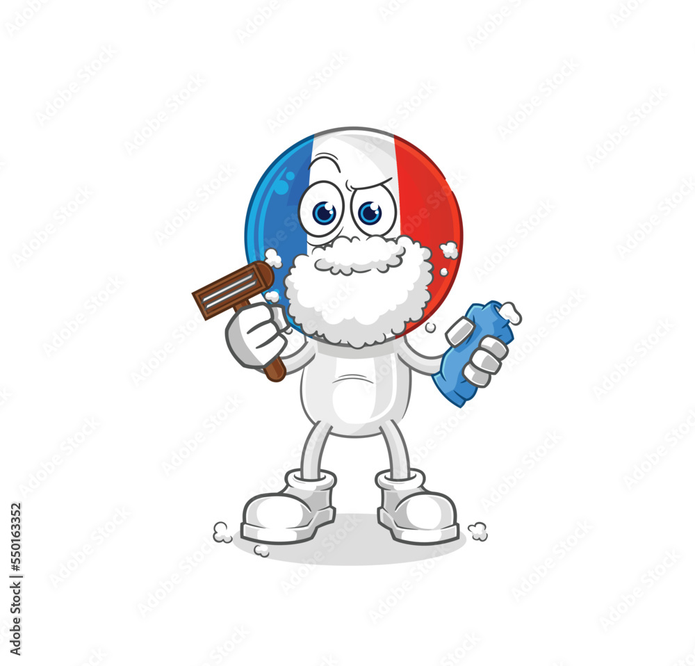 france shave facial hair vector. cartoon character france shave facial hair vector. cartoon character