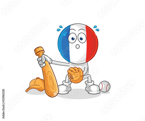 france baseball Catcher cartoon. cartoon mascot vector