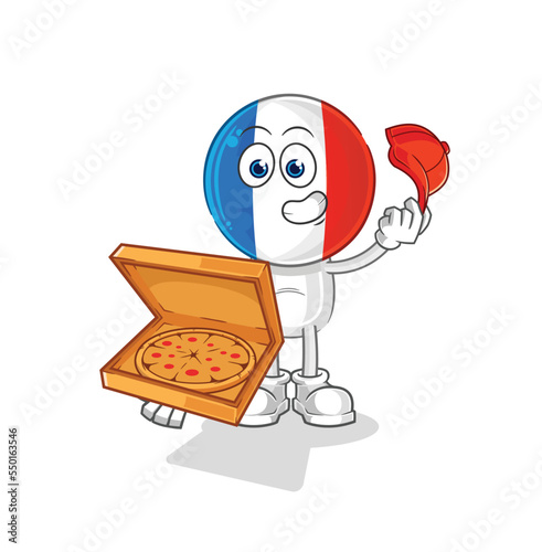 france pizza delivery boy vector. cartoon character photo