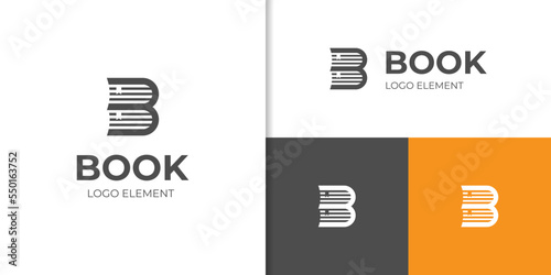 letter B book logotype icon design element. Book Store logo design template