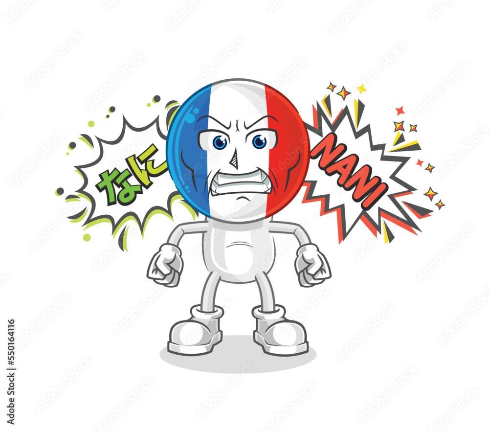 france anime angry vector. cartoon character