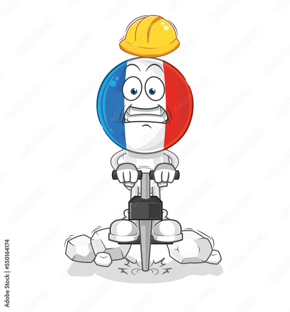 france drill the ground cartoon character vector