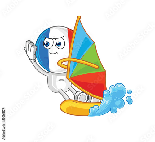 france windsurfing character. mascot vector