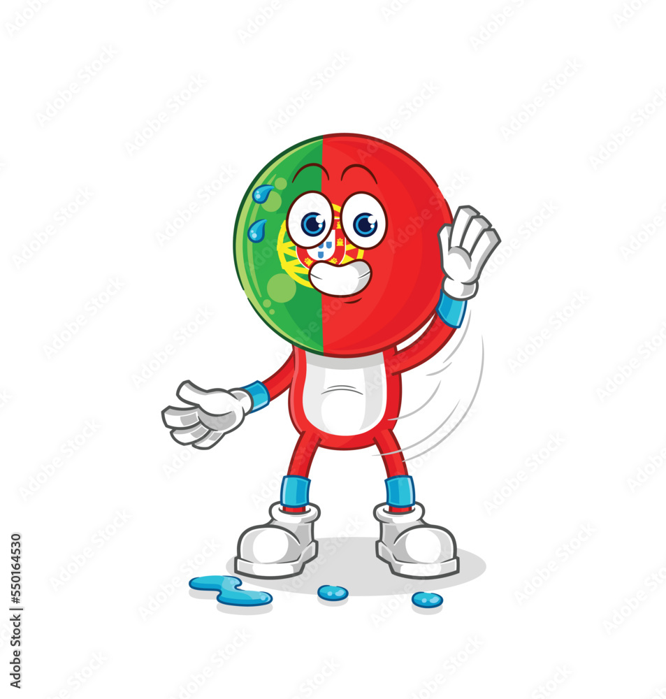 portugal stretching character. cartoon mascot vector