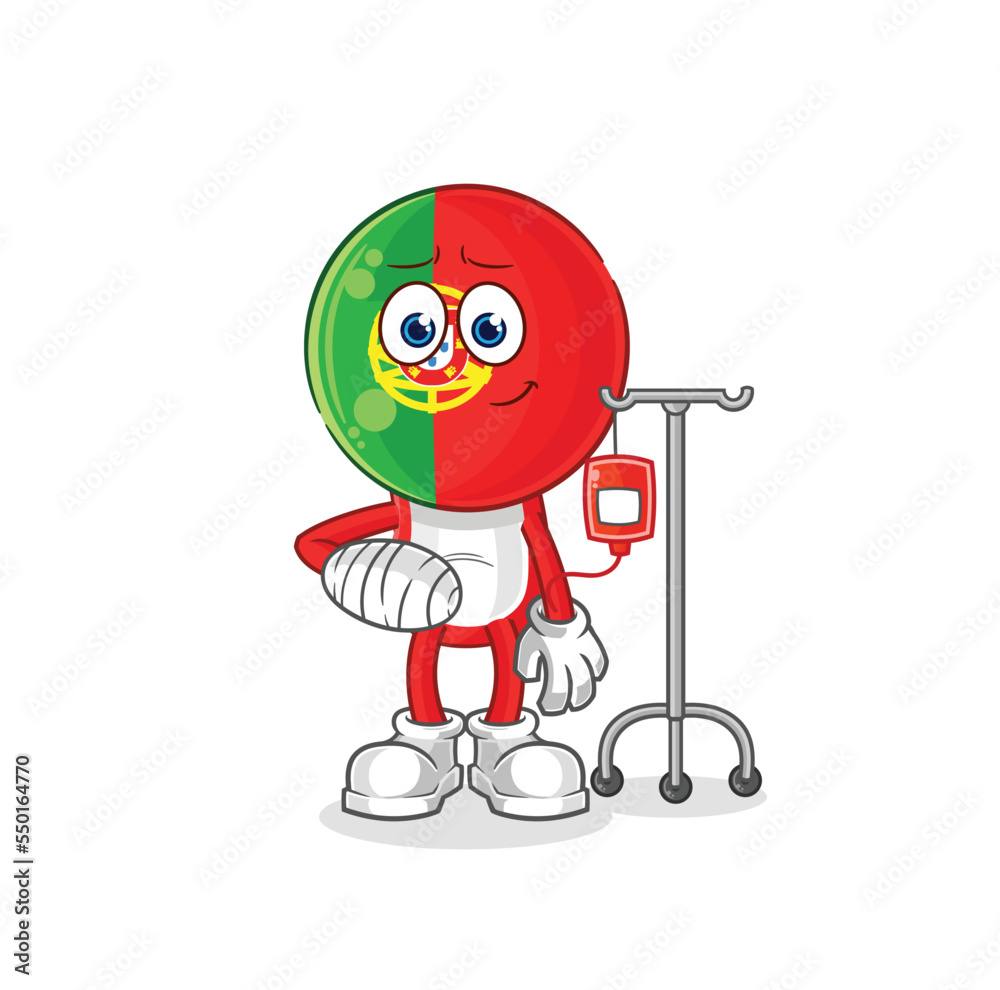 portugal sick in IV illustration. character vector