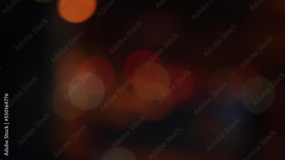 Night bokeh light in big city, abstract blur defocused background. Blurred cityscape lights at night