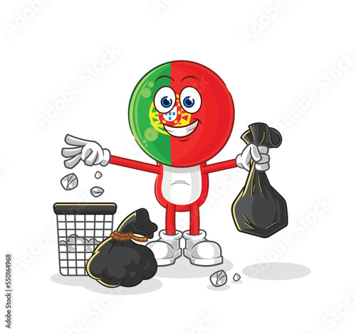 portugal Throw garbage mascot. cartoon vector