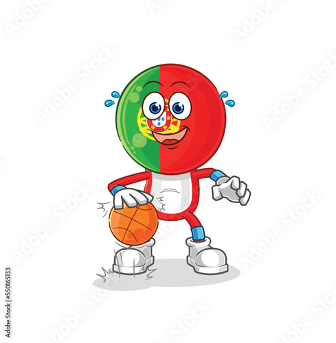 portugal dribble basketball character. cartoon mascot vector